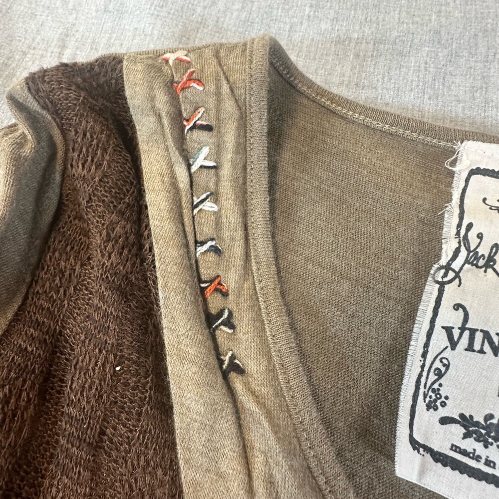 Jack and Jinger Brown and Cream Long Sleeve Boho/Artsy Dress - Picture 6 of 12